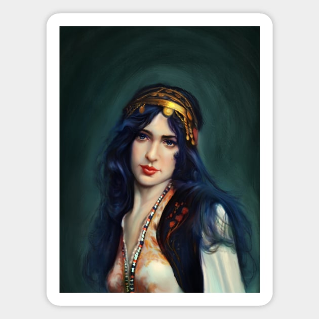 Bohemian girl Magnet by Artofokan